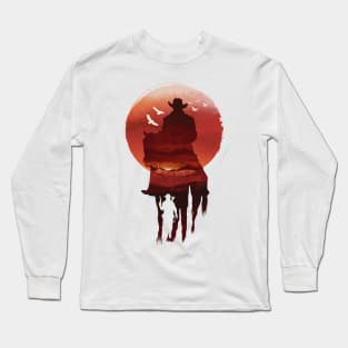 Red Sunset Cowboy Long Sleeve T-Shirt